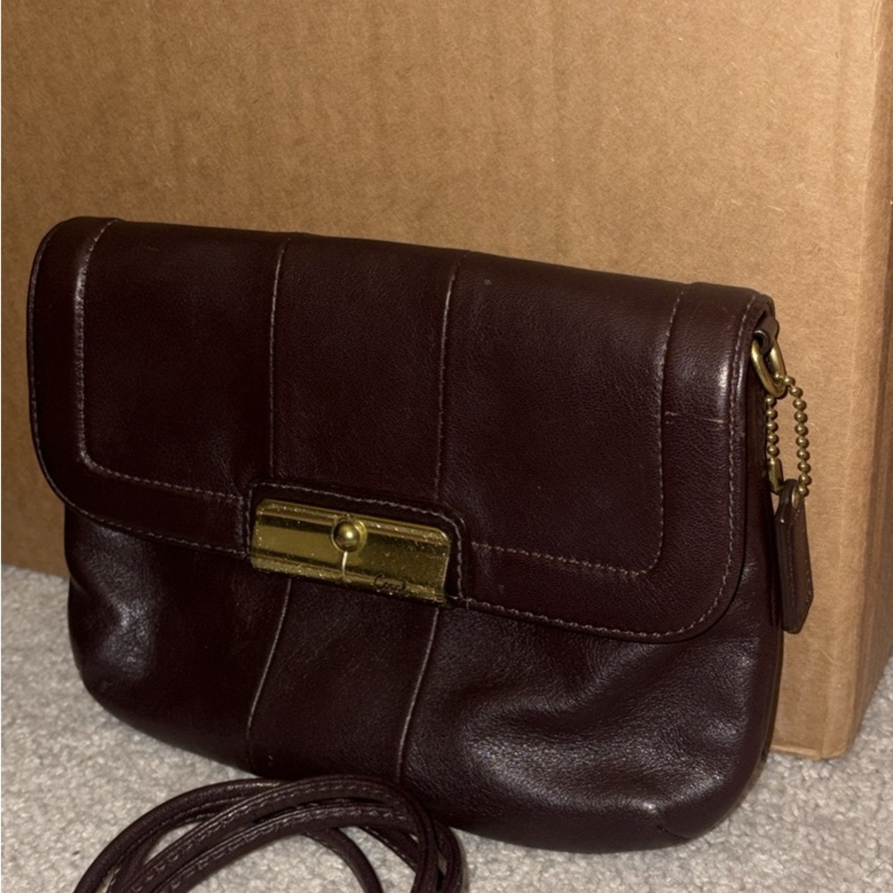 Coach Chocolate Brown Leather Crossbody with Gold-Tone Hardware